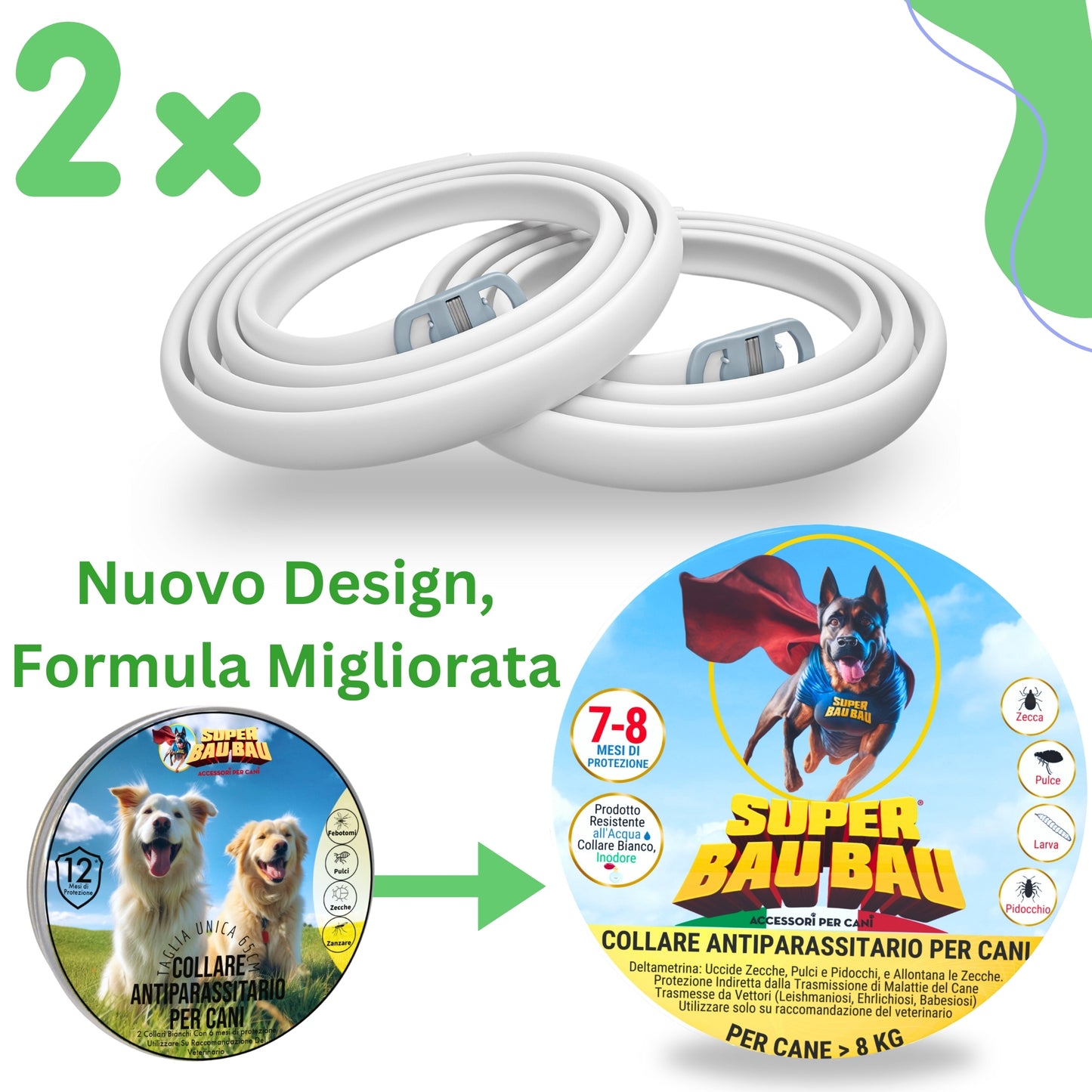 Collare Antiparassitario Per Cani di Alta Qualità (Per Cane > 8kg)